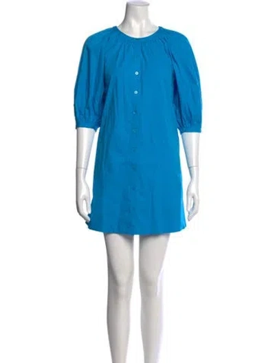 Pre-owned Staud Crew Neck Mini Dress In Blue
