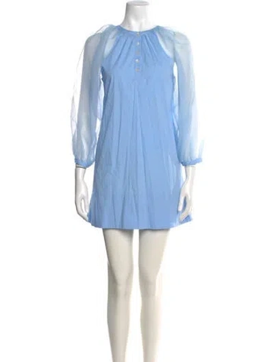 Pre-owned Staud Crew Neck Mini Dress In Blue