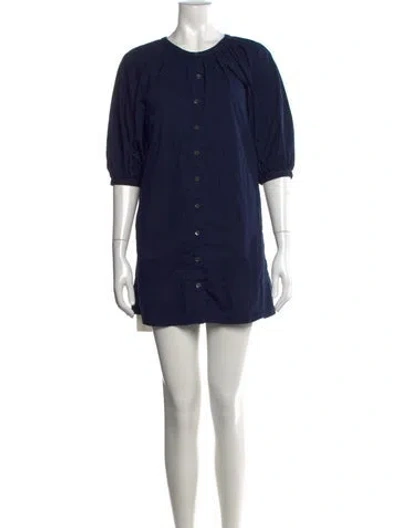 Pre-owned Staud Crew Neck Mini Dress In Blue