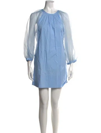 Pre-owned Staud Crew Neck Mini Dress In Blue