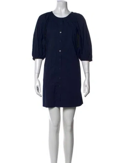 Pre-owned Staud Crew Neck Mini Dress In Blue