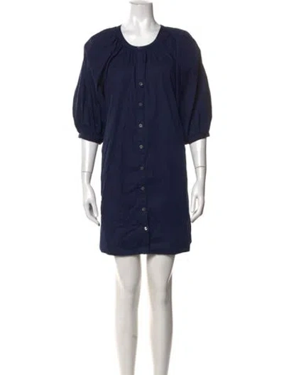 Pre-owned Staud Crew Neck Mini Dress In Blue