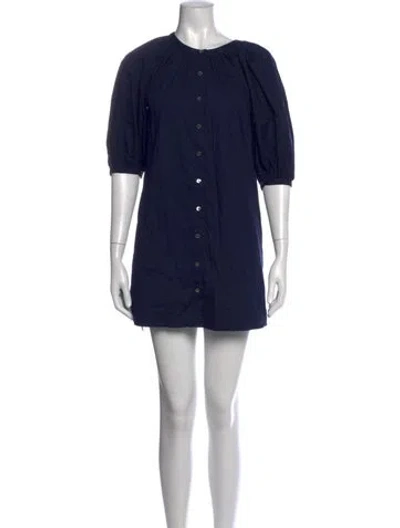 Pre-owned Staud Crew Neck Mini Dress In Blue