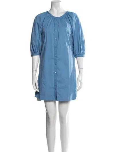 Pre-owned Staud Crew Neck Mini Dress In Blue