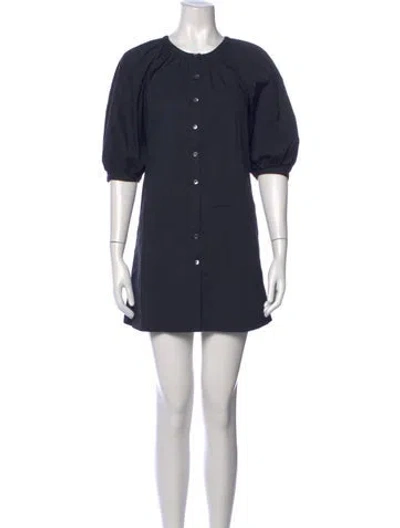 Pre-owned Staud Crew Neck Mini Dress In Blue