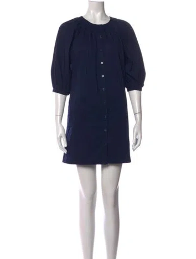 Pre-owned Staud Crew Neck Mini Dress In Blue