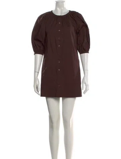 Pre-owned Staud Crew Neck Mini Dress In Brown