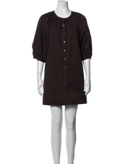 Pre-owned Staud Crew Neck Mini Dress In Brown