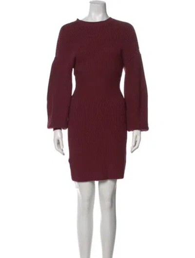 Pre-owned Staud Crew Neck Mini Dress In Burgundy