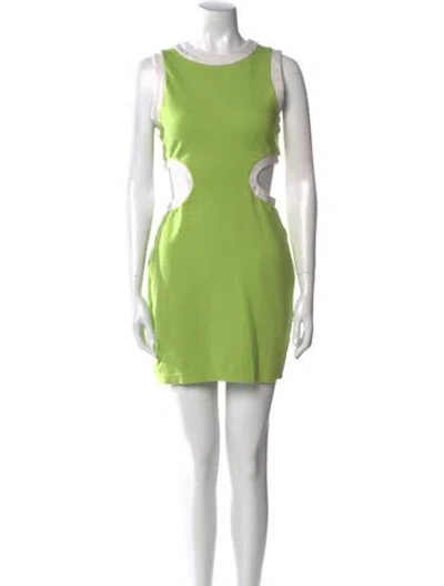 Pre-owned Staud Crew Neck Mini Dress In Green