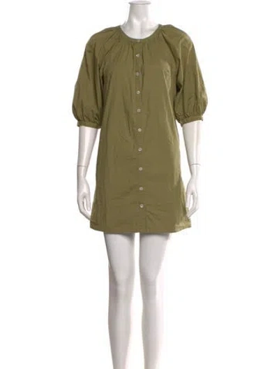 Pre-owned Staud Crew Neck Mini Dress In Green