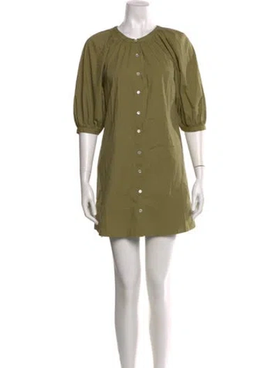 Pre-owned Staud Crew Neck Mini Dress In Green