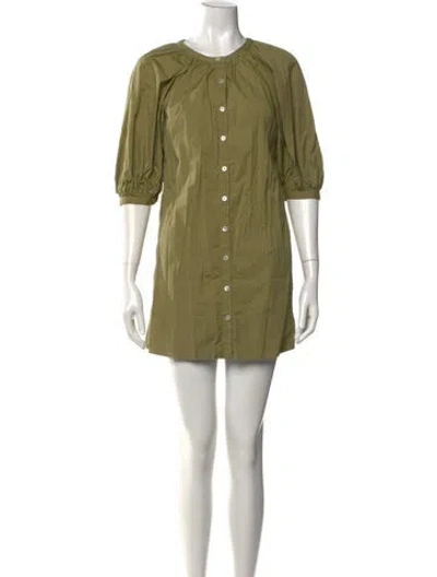 Pre-owned Staud Crew Neck Mini Dress In Green