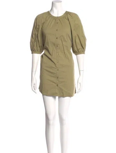 Pre-owned Staud Crew Neck Mini Dress In Green