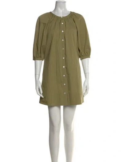 Pre-owned Staud Crew Neck Mini Dress In Green