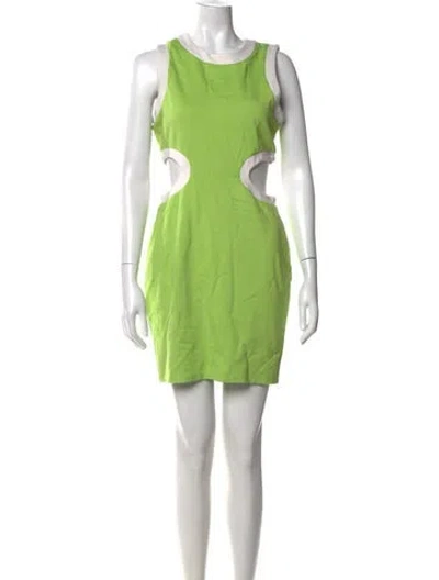 Pre-owned Staud Crew Neck Mini Dress In Green