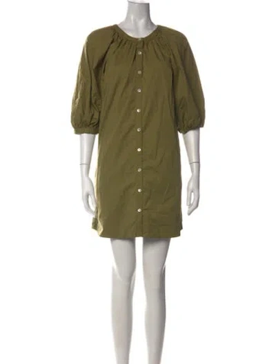 Pre-owned Staud Crew Neck Mini Dress In Green