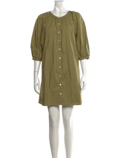 Pre-owned Staud Crew Neck Mini Dress In Green