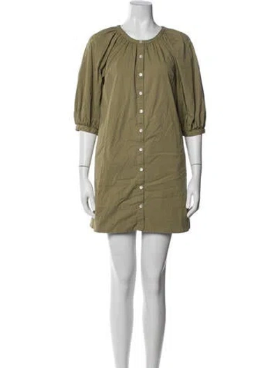 Pre-owned Staud Crew Neck Mini Dress In Green
