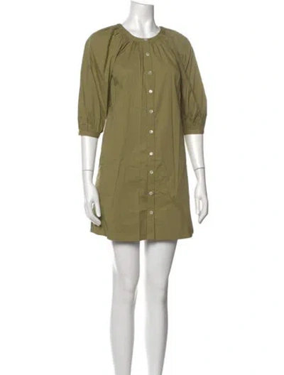 Pre-owned Staud Crew Neck Mini Dress In Green