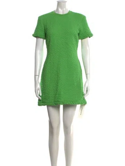 Pre-owned Staud Crew Neck Mini Dress In Green