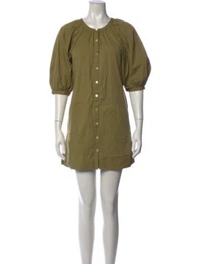 Pre-owned Staud Crew Neck Mini Dress In Green