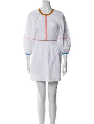 Pre-owned Staud Crew Neck Mini Dress In Neutral