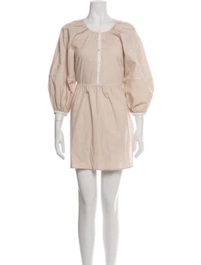 Pre-owned Staud Crew Neck Mini Dress In Neutral