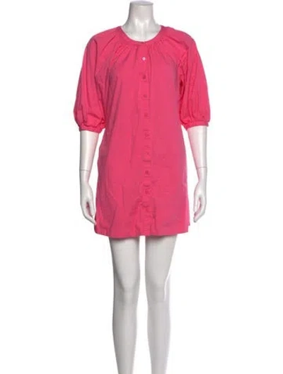 Pre-owned Staud Crew Neck Mini Dress In Pink