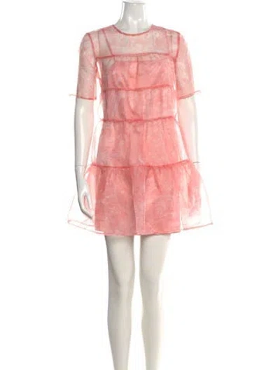 Pre-owned Staud Crew Neck Mini Dress In Pink