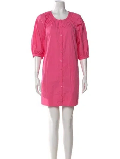 Pre-owned Staud Crew Neck Mini Dress In Pink