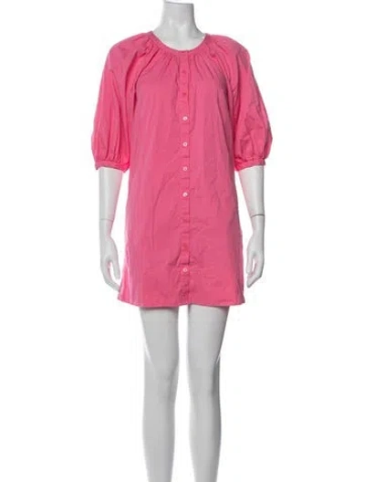 Pre-owned Staud Crew Neck Mini Dress In Pink