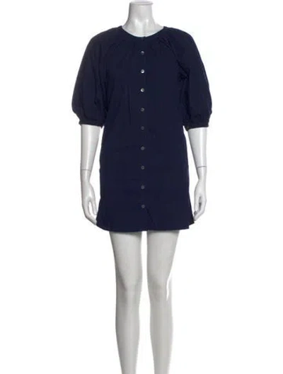 Pre-owned Staud Crew Neck Mini Dress W/ Tags In Blue