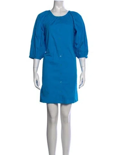 Pre-owned Staud Crew Neck Mini Dress W/ Tags In Blue