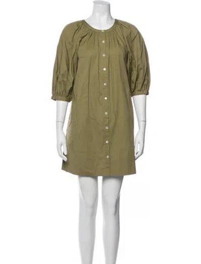 Pre-owned Staud Crew Neck Mini Dress W/ Tags In Green