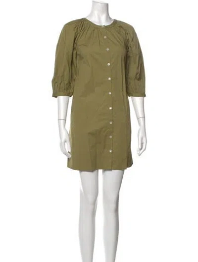 Pre-owned Staud Crew Neck Mini Dress W/ Tags In Green