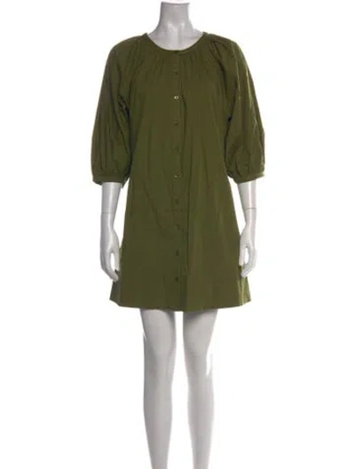 Pre-owned Staud Crew Neck Mini Dress W/ Tags In Green