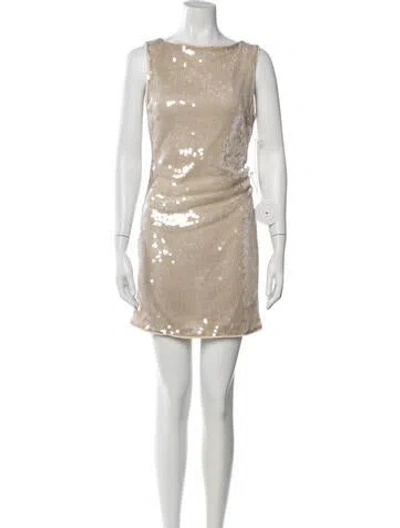 Pre-owned Staud Crew Neck Mini Dress W/ Tags In Neutrals