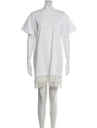 Pre-owned Staud Crew Neck Mini Dress W/ Tags In White