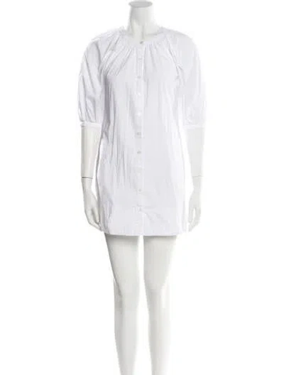 Pre-owned Staud Crew Neck Mini Dress In White