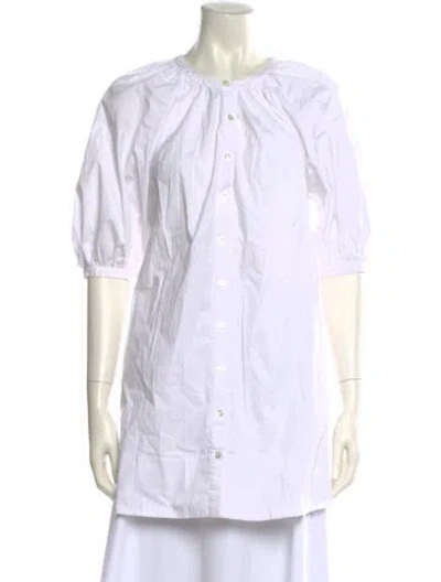 Pre-owned Staud Crew Neck Mini Dress In White