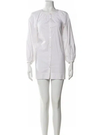 Pre-owned Staud Crew Neck Mini Dress In White
