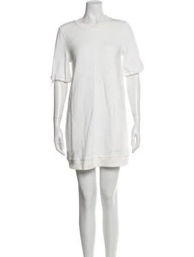 Pre-owned Staud Crew Neck Mini Dress In White