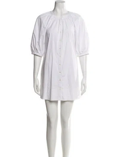 Pre-owned Staud Crew Neck Mini Dress In White