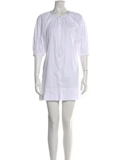 Pre-owned Staud Crew Neck Mini Dress In White