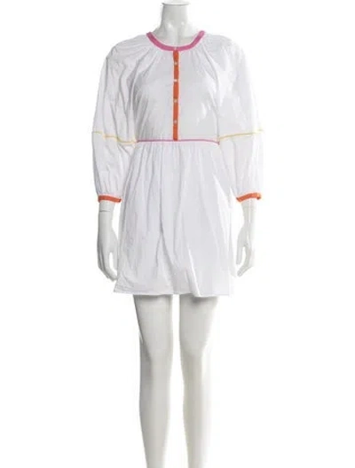 Pre-owned Staud Crew Neck Mini Dress In White
