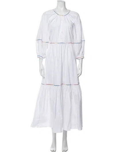 Pre-owned Staud Crew Neck Mini Dress In White