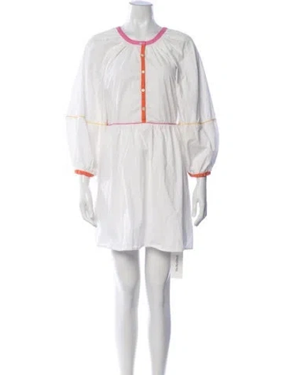 Pre-owned Staud Crew Neck Mini Dress In White