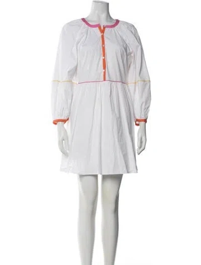 Pre-owned Staud Crew Neck Mini Dress In White