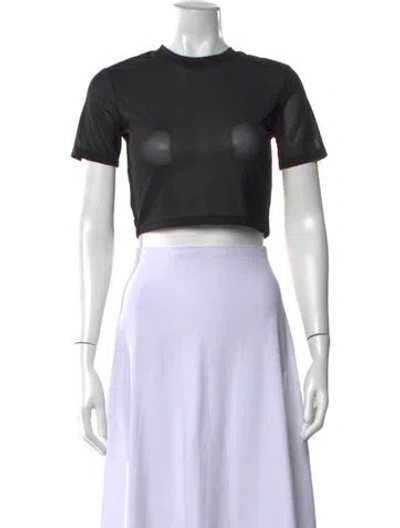 Pre-owned Staud Crew Neck Short Sleeve Crop Top In Black